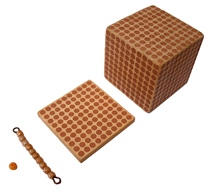 In a Montessori classroom you will see thousands of tangible manipulatives. This photo is an example of bead work