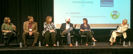 Panelists from the September 2010 event, Back to School – Learning and Growing in a Digital Age. From Right to Left - Moderator: Wendy Lazarus of The Children's Partnership. Panelists: Sara DeWitt of PBS Kids, Mandeep Dhillon of Togetherville, Marian Merritt of Symantec, Joe Sullivan of Facebook, Catherine Teitelbaum of Yahoo!