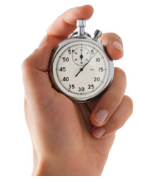 Photo of a stopwatch, measuring the milliseconds it takes for a tablet to respond to a child's tap request.