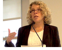A photo of Vicky Rideout from an earlier 2013 presentation