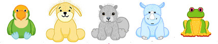 Multiple illustrated Webkinz animals