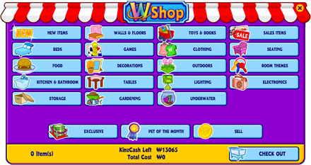 The WShop within the Webkinz World