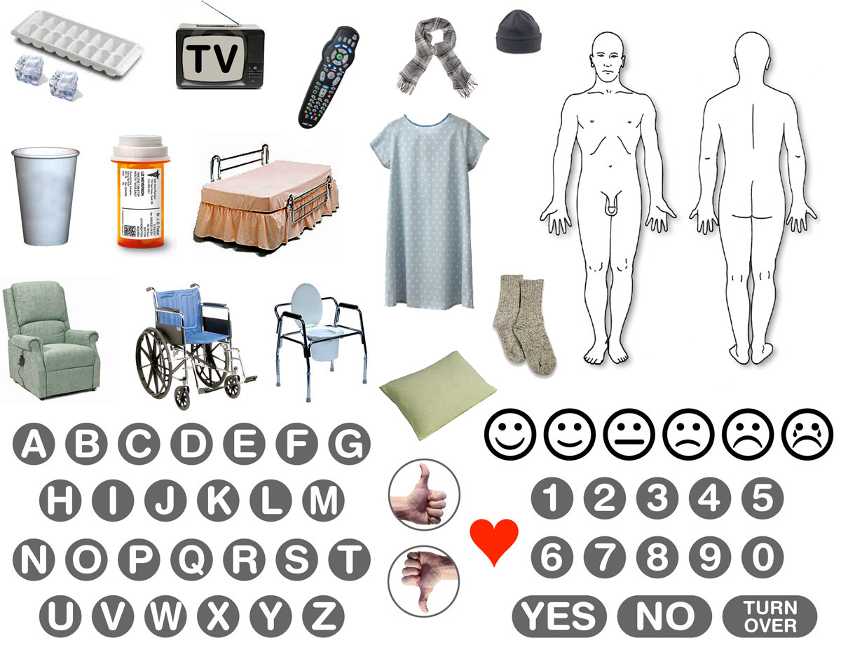 First page of the two-page communication tool for helping hospice patients communicate (larger image)